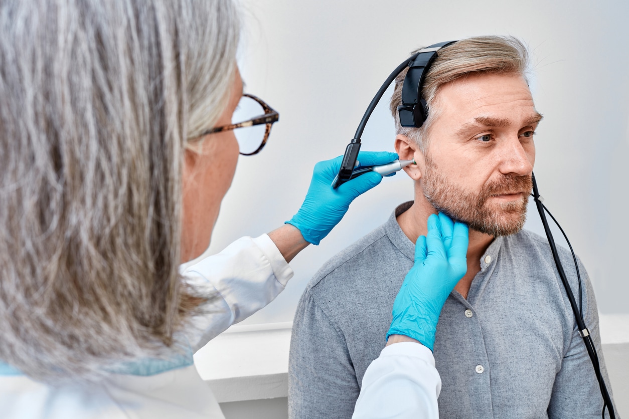 Man undergoing a tympanometry test